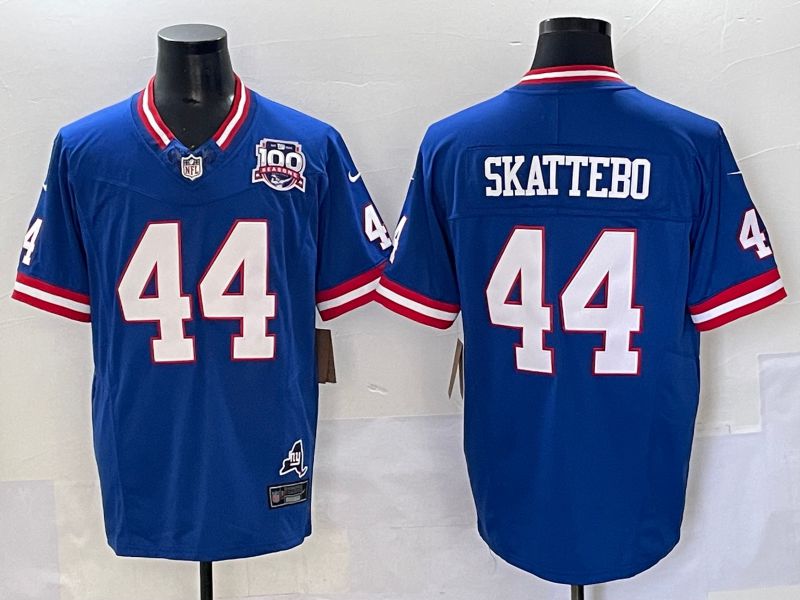 Men 2025 Nike New York Giants #44 Skattebo Blue Throwback 3th generation Limited NFL Jersey 003